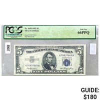 1953 $5 US Silver Certificate PCGS GEM NEW66PPQ