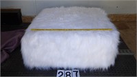 White Shag Footstool