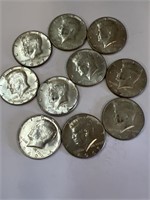 10 Silver Kennedy Half Dollars