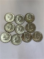 10 Silver Kennedy Half Dollars
