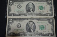 TWO 2 DOLLAR BILLS, SERIES 1976