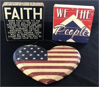 {3}  Patriotic & Faith Wood Signs