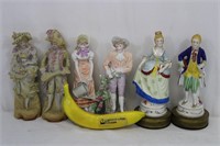 6 Vtg. French-Style Porcelain Figurines, L&M+