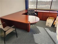 Wrap around work desk, lateral file cabinet,