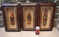 3 diorama / shadow box masques africains