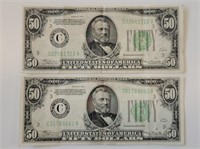 2 - 1934 $50 Federal Reserve Notes