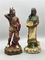 Native American Squaw & Brave 14in Figurines