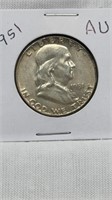Of) 1951 Franklin half dollar AU condition