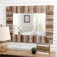 glitzhome Farmhouse Mirror Wood Decorative Rectang