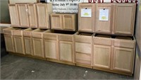 12 Pc Unfinished Oak Kitchen Cabinet Set