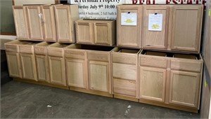 12 Pc Unfinished Oak Kitchen Cabinet Set