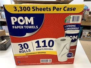 Case of 30 Rolls POM Paper Towels 110 Sheets/Roll