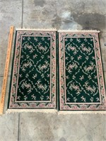 lot of 2 green runner rugs