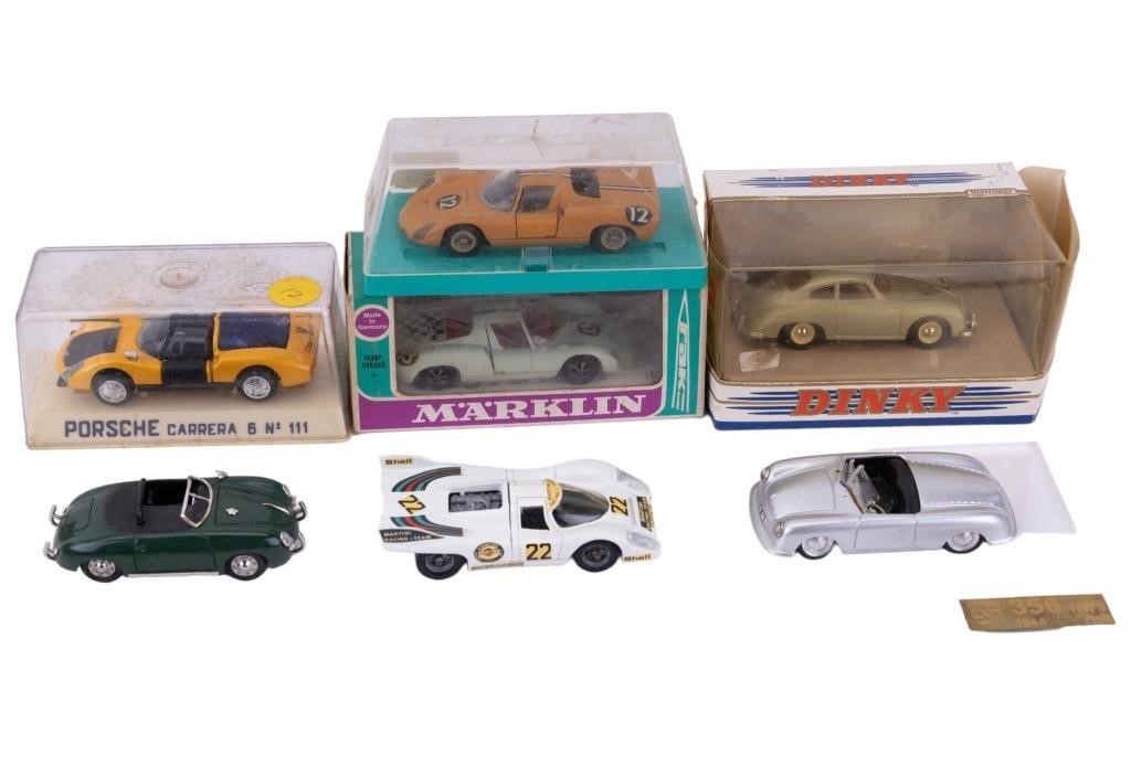 Vintage Porsche Die-Cast Cars with Original Boxes