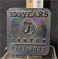 Fenton black carnival logo, 100 years, 1905-2005