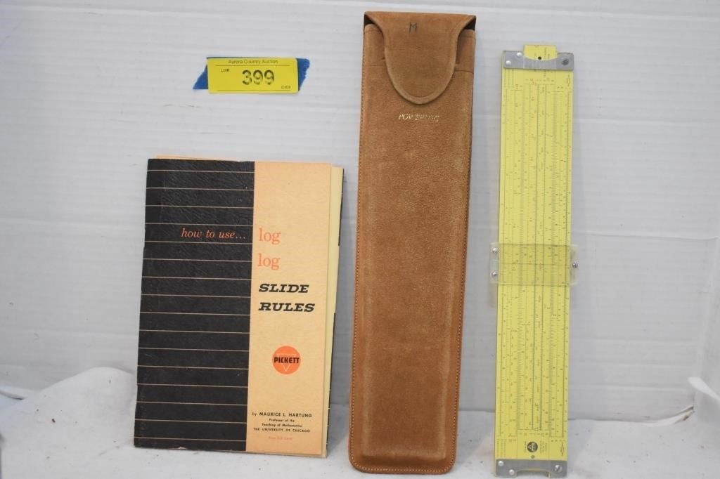 Vintage Pickett Slide Rule w/Leather Case & Book