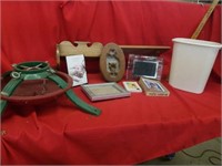 CHRISTMAS TREE STAND, PICTURE FRAMES,  WASTE
