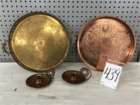 BRASS TRAY / CANDLE HOLDERS / COPPER TRAY