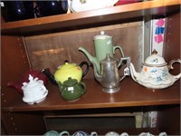 Teapot collection. One silverplate.