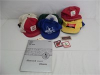 Lot of Seed Hats & 1985 Hancock Co. Platbook