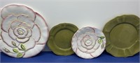 Assorted Plates and Platters 18 pcs , Rose Buds ,