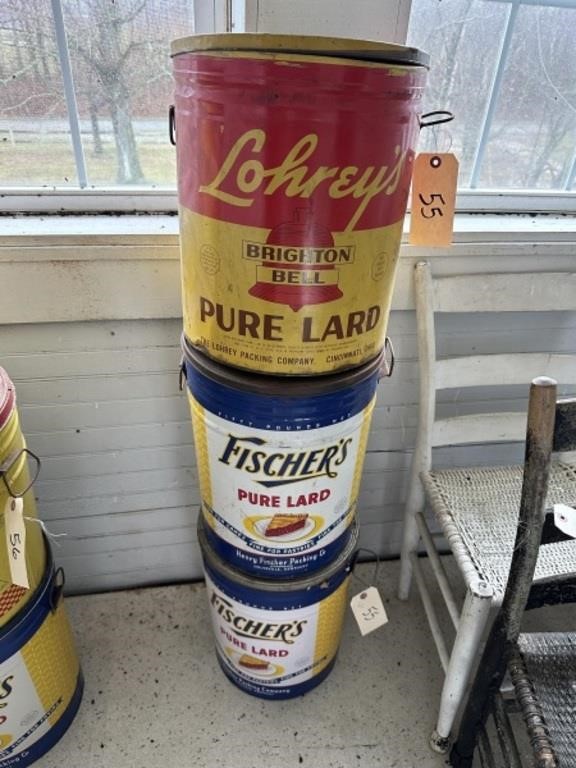 2 Fischer’s & 1 Lohrey’s Lard Cans