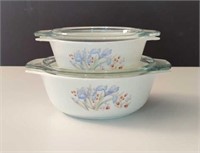 Pyrex England Blue Iris with lids no chips or