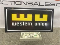 Porcelain double sided Western Union advertising