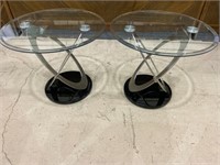 Pair of Contemp. Glass Top Tables