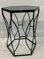 Contemp. Black Metal 6 Sided Lamp Table