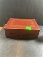 Leather jewelry box with drawer