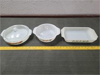 3pc lot anchor hocking FIRE KING glass dishes