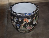 Asian Porcelain Floral/Birds of Paradise Fish Bowl