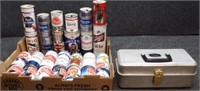 Vintage Steel Beer Cans & UMCO Tackle Box