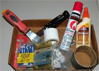Group of Tools - Wood Glue, Putty Knife, Butane,