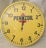 Vintage Pennzoil plastic yellow clock