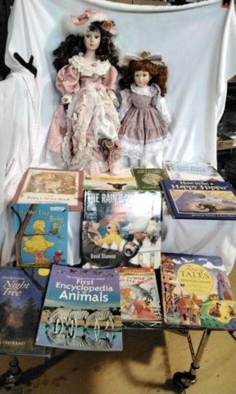 Vintage Porcelain Dolls and Children's Books