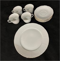 Vintage Thun China Plate w/Cups & Saucers