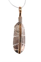 CHARLEY NATIVE AMERICAN STERLING FEATHER PENDANT