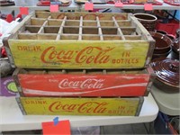 3 Coca-Cola Wood Crates.