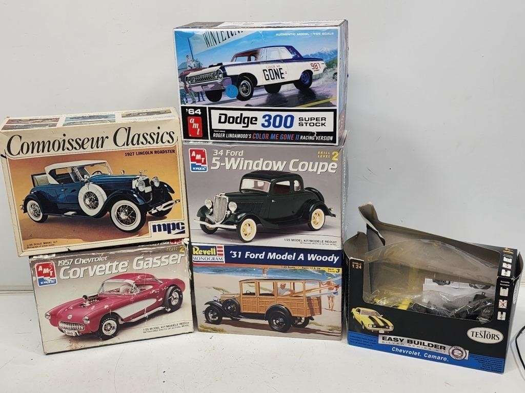 6 NIB Model Car Kits