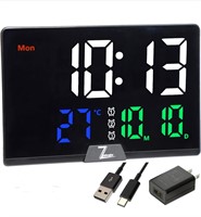 ($29) RGB Digital Alarm Clock,Large Number