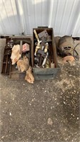 Motor with grinding wheel, metal organizers, and
