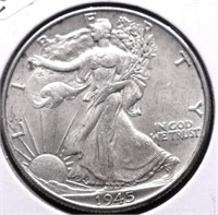 1945 WALKING HALF DOLLAR AU