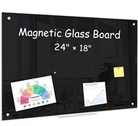 Black Dry Erase Board, 24" x 18" Magnetic Glass Wh
