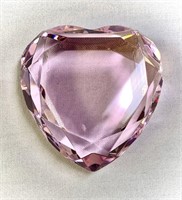 Rosenthal Heart Paperweight Pink Cut Crystal