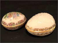 Pair of Lenox China Egg Trinket Boxes