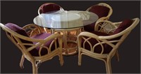 Vintage Rattan Table & 4 Chairs