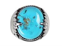 Signed "F.G." "ZUNI"  Sterling Turquoise Ring