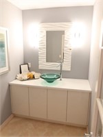 White Lacquered single Vanity by Wood Mode Inc.